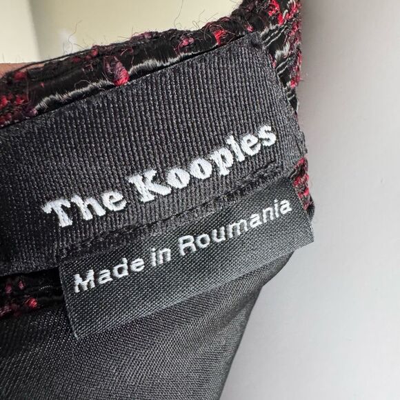 The Kooples Tweed Mini Skirt Burgundy + Black - Picture 8 of 10